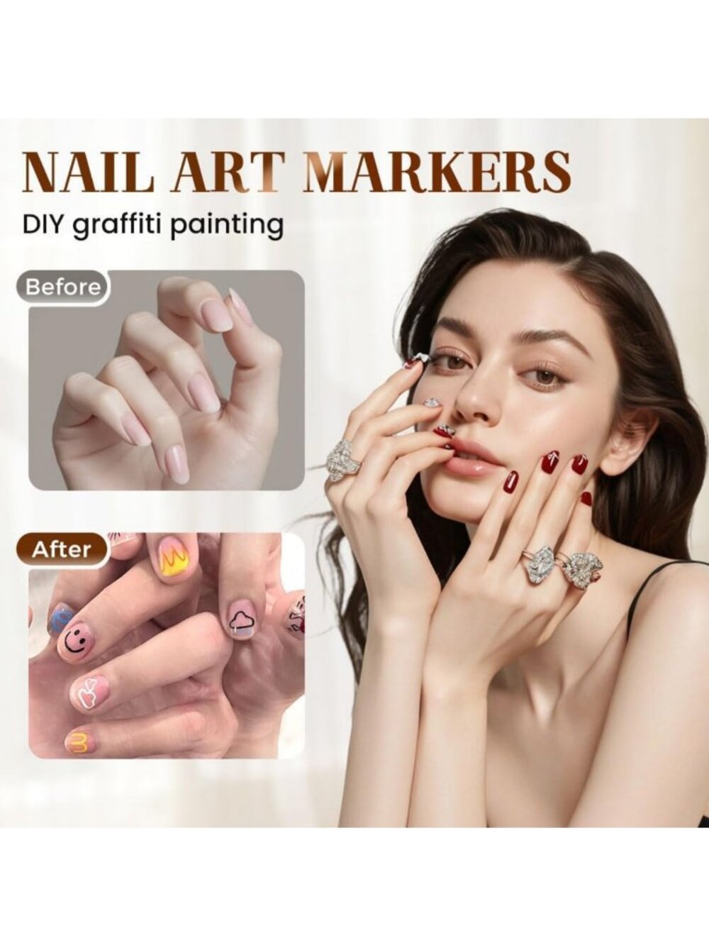 Vibrant 12-Color Nail Art Pens Set - 3D Nail Design Markers for DIY Manicure - Picture 4 of 7